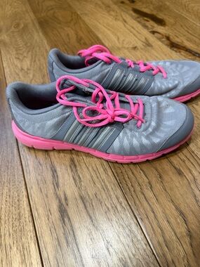 adidas Women’s Gray Athletic Shoes with Pink Accents